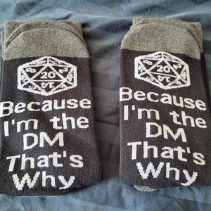 Dungeons and Dragons Men's Crew Socks 2 Pairs "Because I'm the DM That's Why"